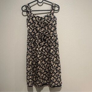 Navy and beige floral dress